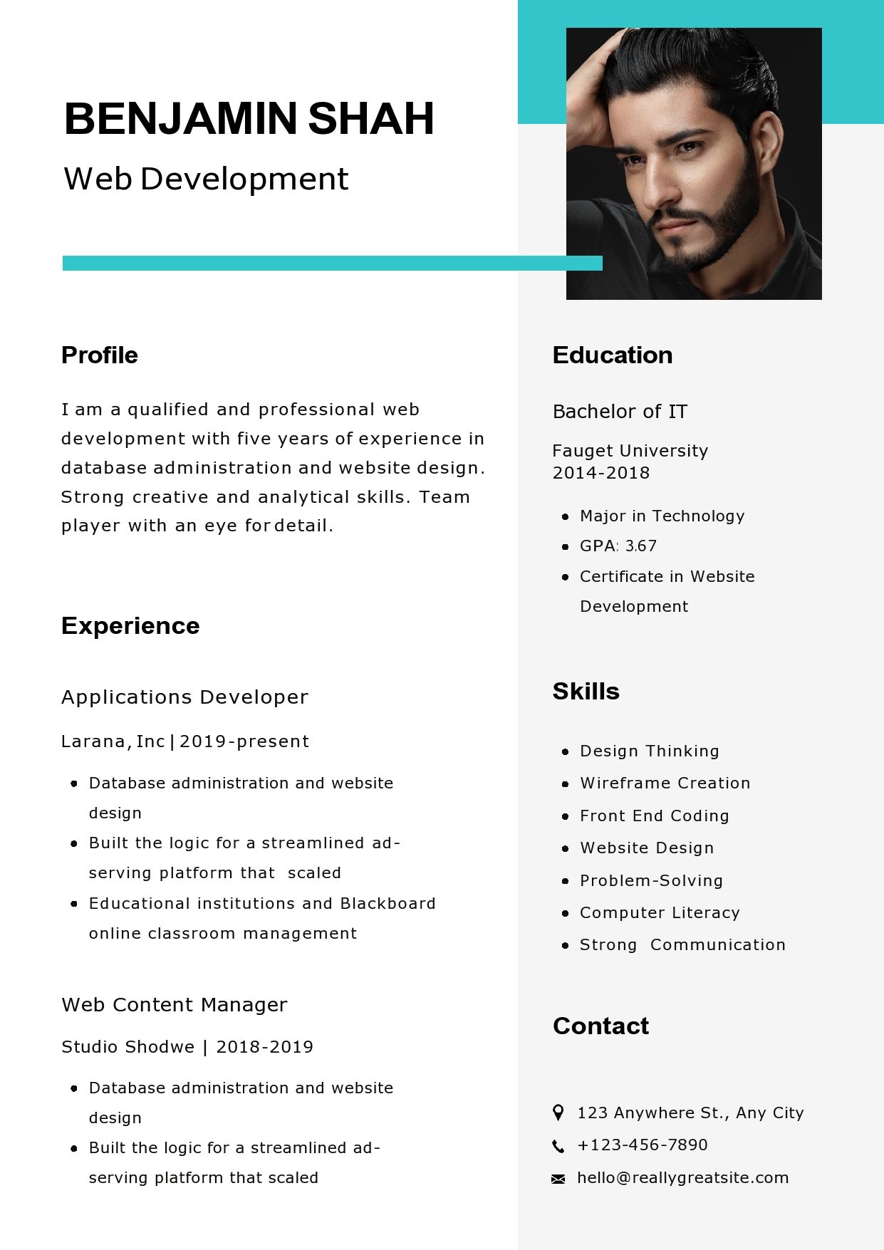 Blue White Modern Resume