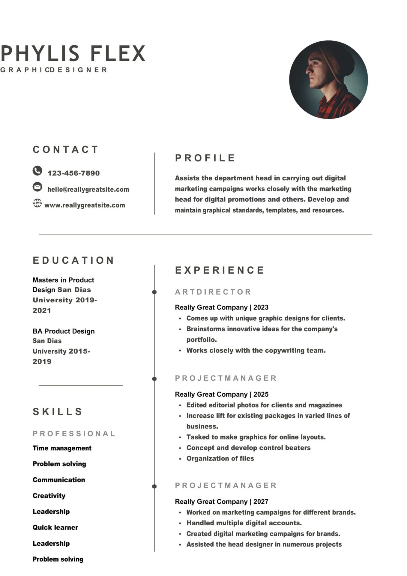 Grey Minimalist Resume