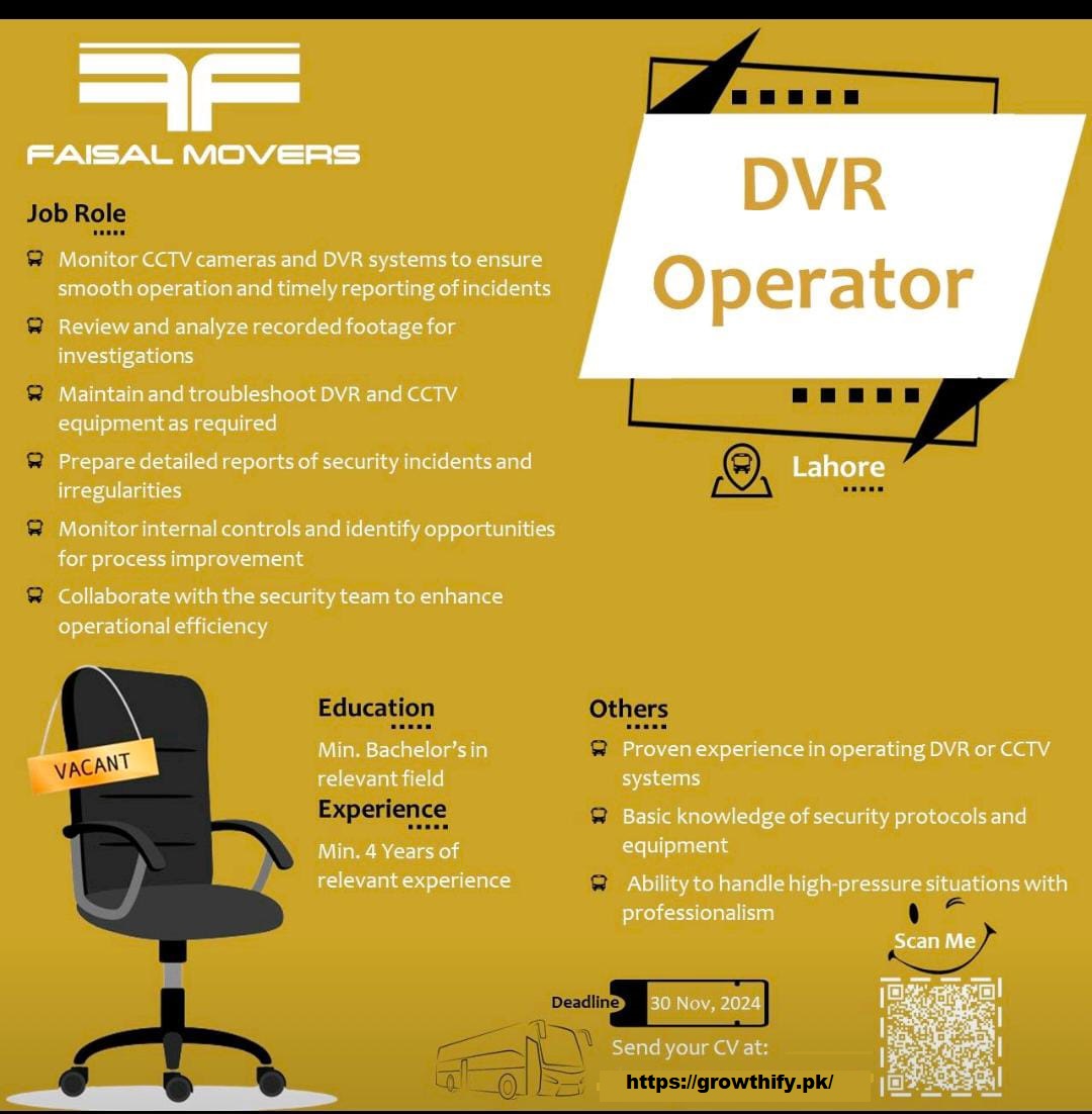 DVR Operator at FAISAL MOVERS